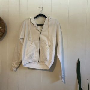 White zip up hoodie